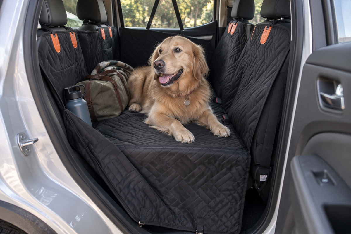 Dog travelling on the road