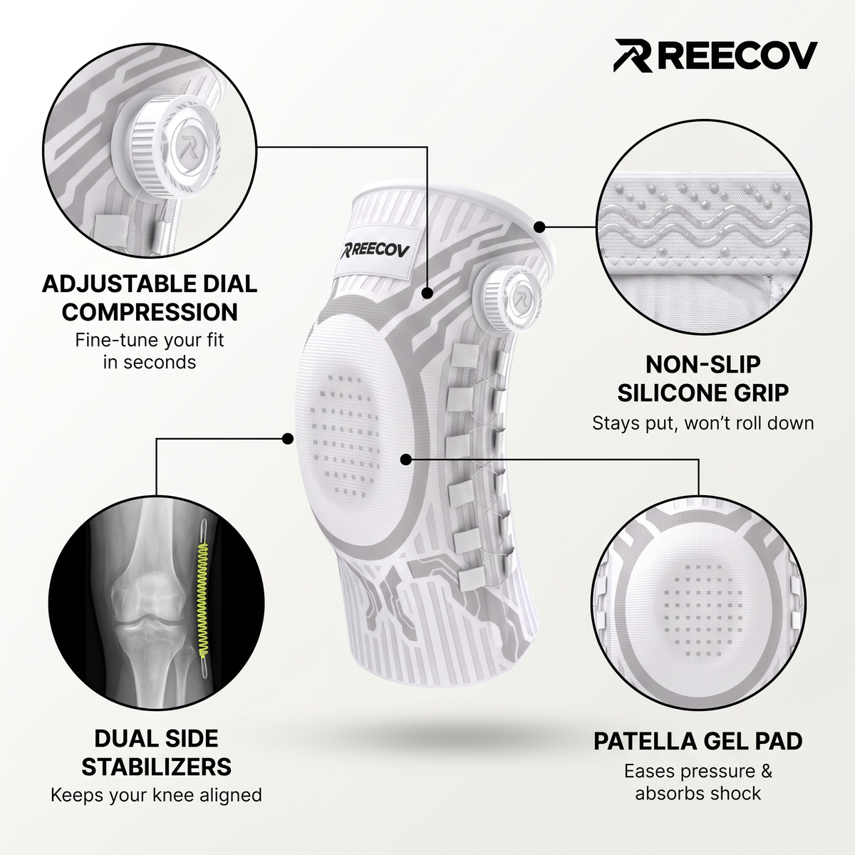 Reecov Knee Sleeve | Instant Relief, All-Day Stability & Adjustable Support