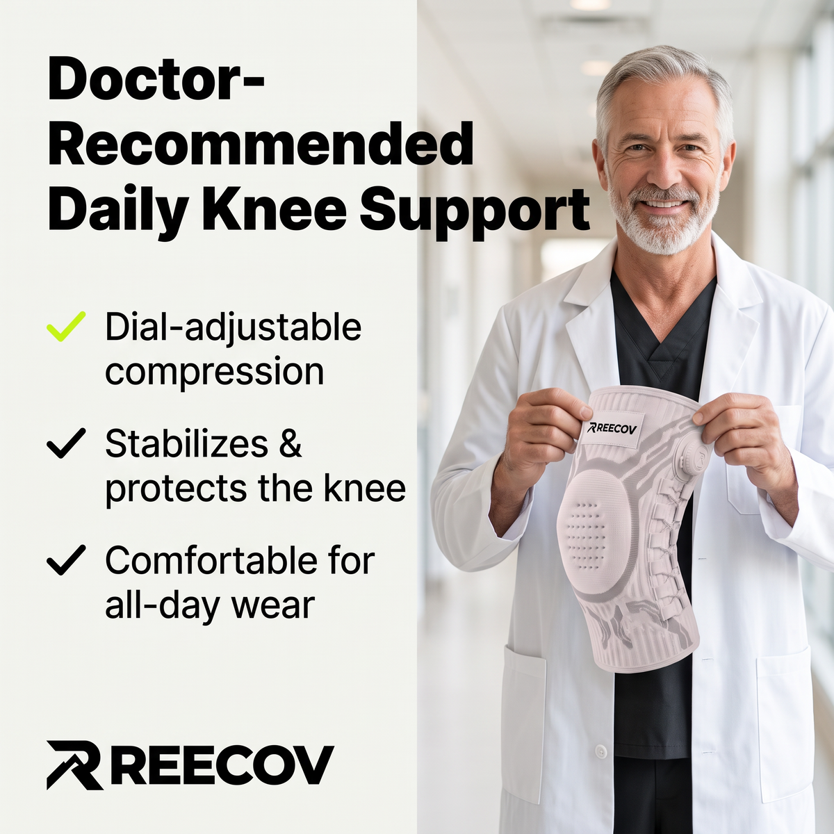 Reecov Knee Sleeve | Instant Relief, All-Day Stability & Adjustable Support